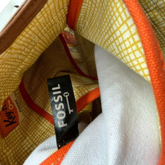 Fossil Womens Key Per Bird City ZB457 Coated Canvas Shoulder Handbag Purse - Picture 8 of 16